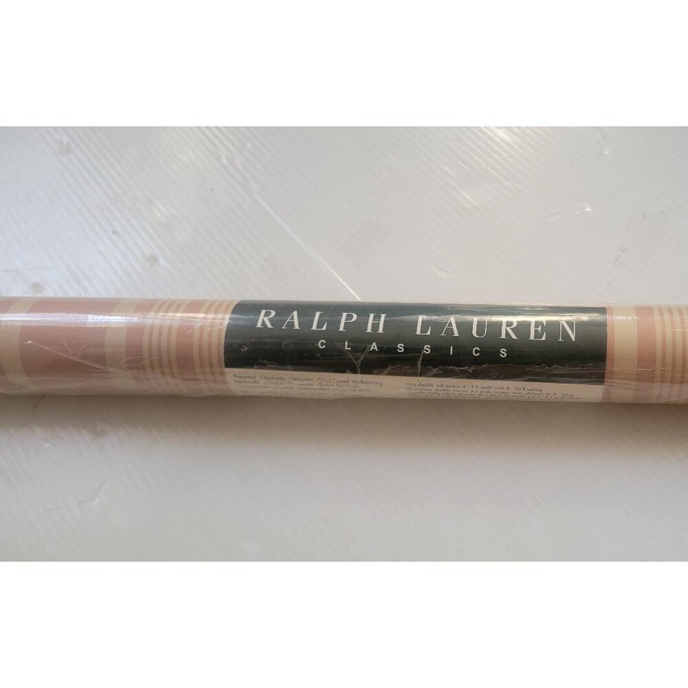 Ralph Lauren Classics Double Roll Wallpaper Tan Rose Stripes 1 Roll - (61 SQ Ft)